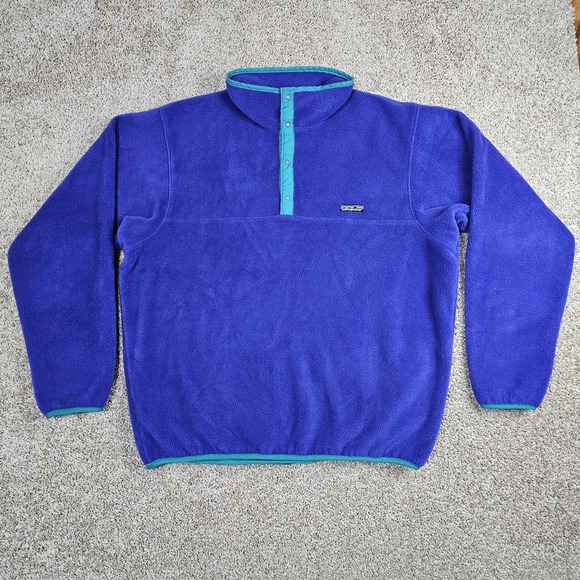 Vtg 80s Patagonia Snap T Fleece Pullover Mens XL Blue Teal 25541 USA No Pocket